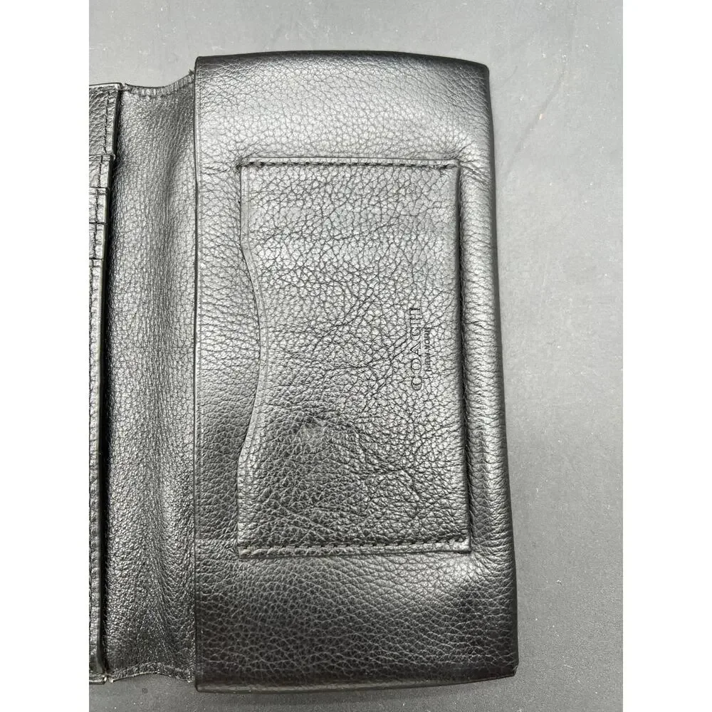 Coach Tech Phone Wallet Signature Black Leather